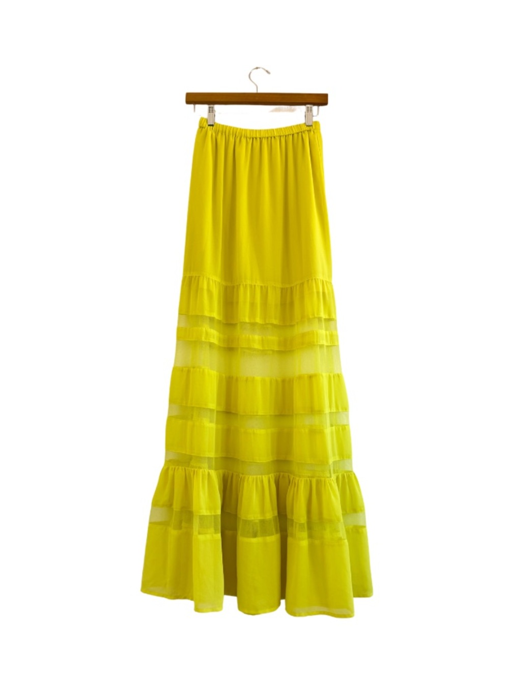 Gianni Bini Tiered Ruffle Maxi Skirt | Neon Citron Yellow
